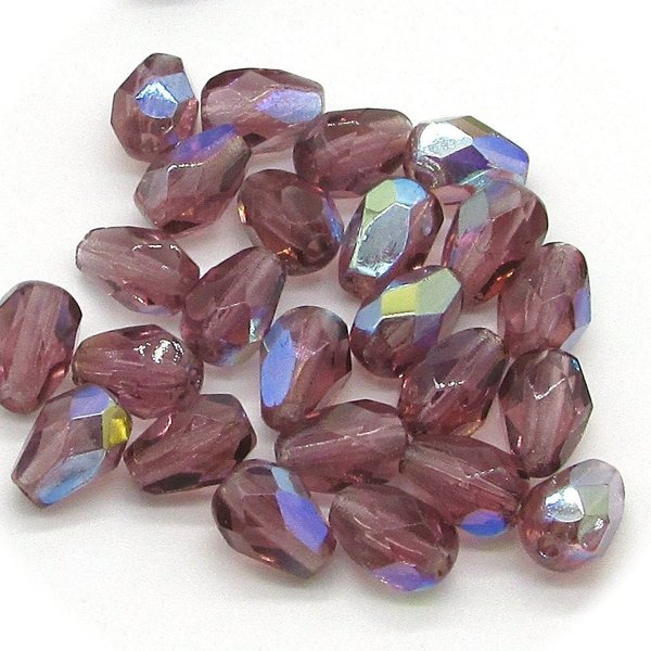 Light Amethyst AB 7x5mm Faceted Teardrops