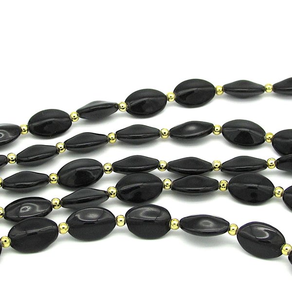 17mm Black Oval Czech Glass Beads