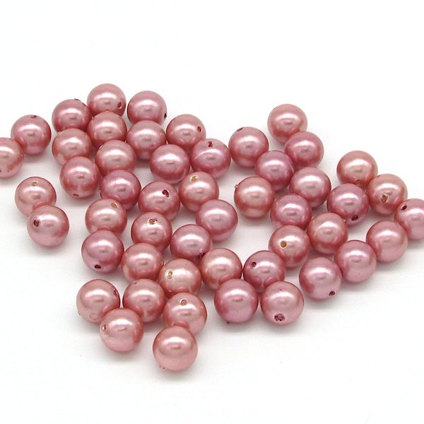 8mm Vintage Plastic Pearl Beads, Rose Pink