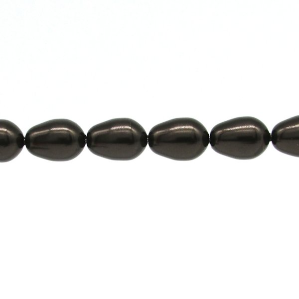 Deep Brown Crystal Pearl Teardrops (10)