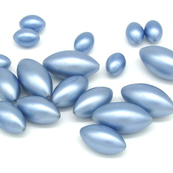 23x12mm Oval Plastic Pearls, Vintage Powder Blue Beads
