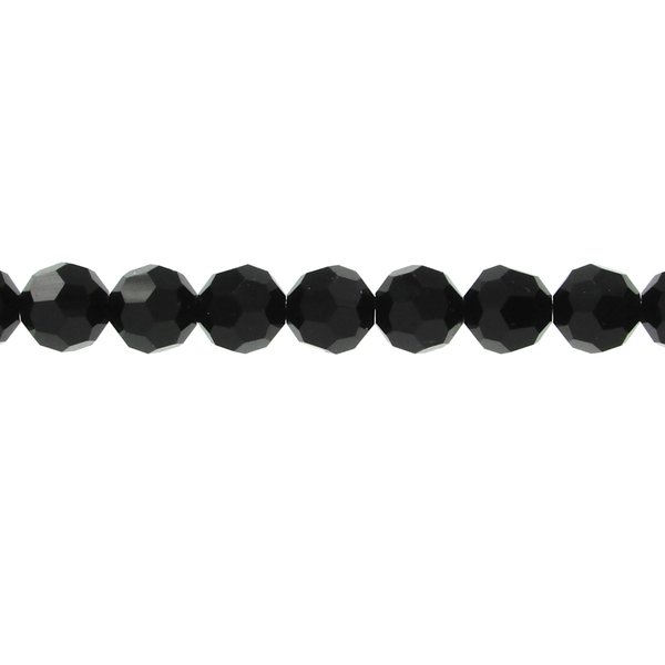 8.5mm Faceted Rounds, Opaque Jet Black Machine Cut Czech Glass Beads (20)