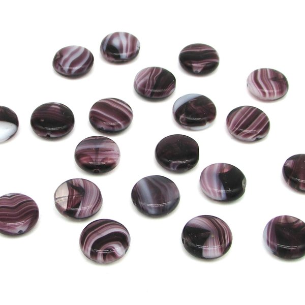 12mm Striped Glass Coin Beads