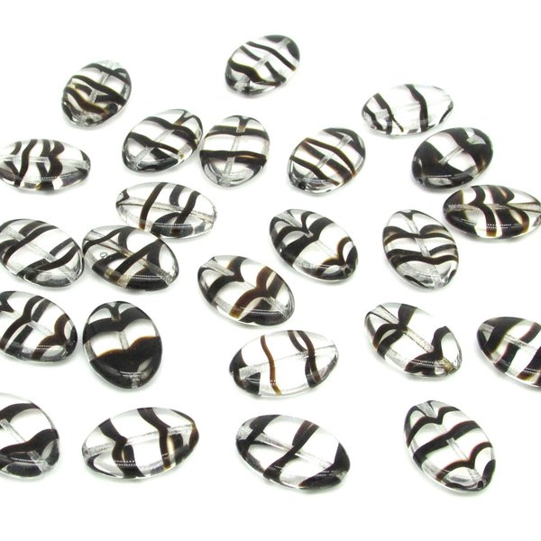 Clear and Brown Tortoise Flat Oval Beads