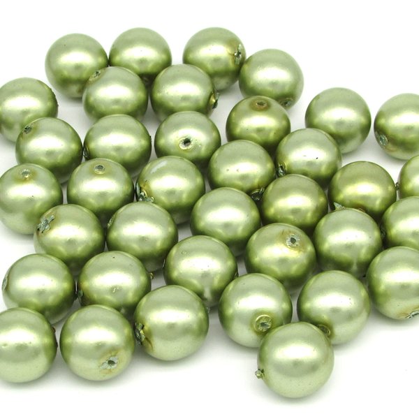 12mm Light Green Glass Pearls