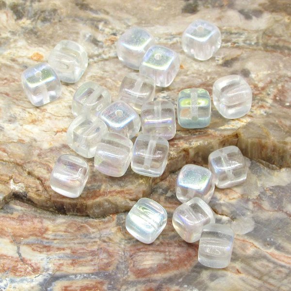 Crystal AB 6mm Cube Beads