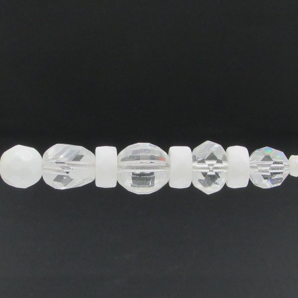 Clear Czech Glass Bead Mix, Fire Polished Faceted Rounds and Barrels, 120 pcs