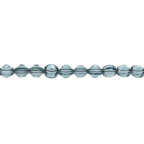 Vintage 6mm Nailhead Beads, Translucent Blue-Gray Machine Cut Crystal