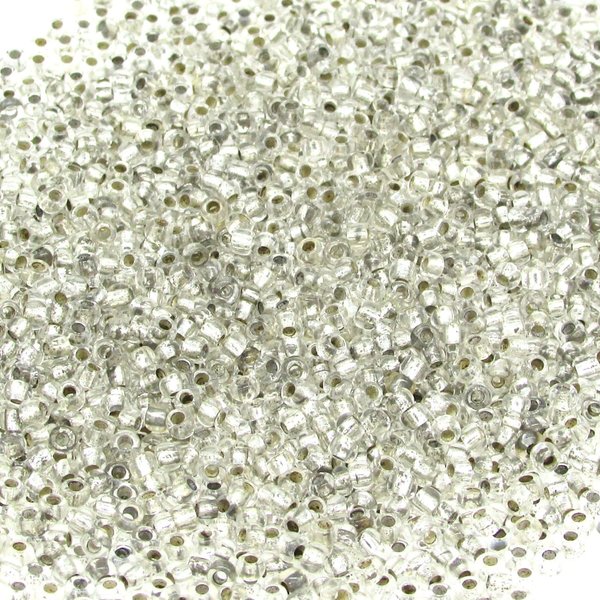 11/0 Seed Beads, Oxidized Silver Lined Clear Spacers