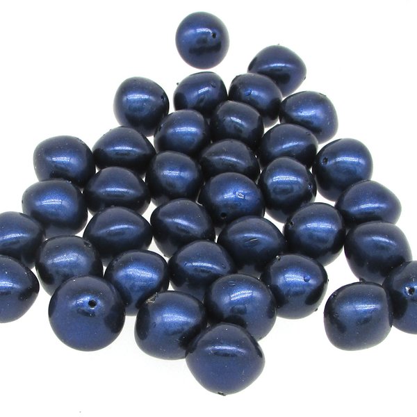 15mm Chubby Rondelles, Vintage Midnight Blue Plastic Pearls