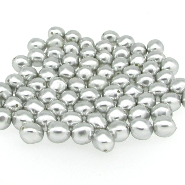 Silver 10mm Plastic Pearl Nugget Beads