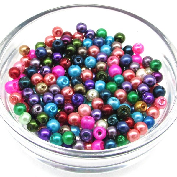 4mm Round Glass Pearl Bead Mix, 20g