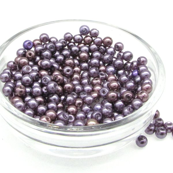 4mm Opaque Purple Glass Pearl Beads (20g)