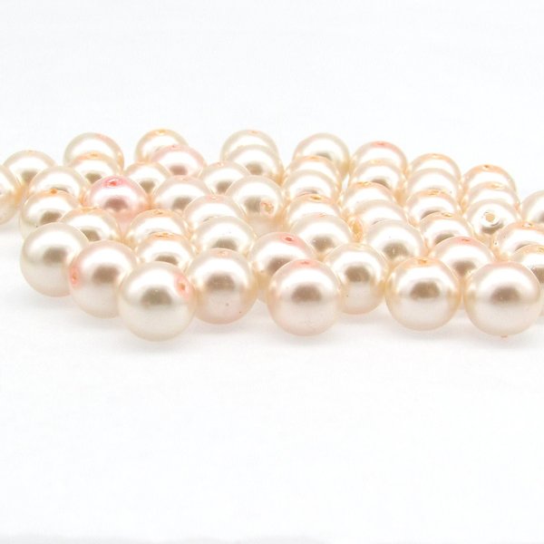 8mm Round Light Pink Glass Pearls, Opaque Pastel Lustre Beads (50)