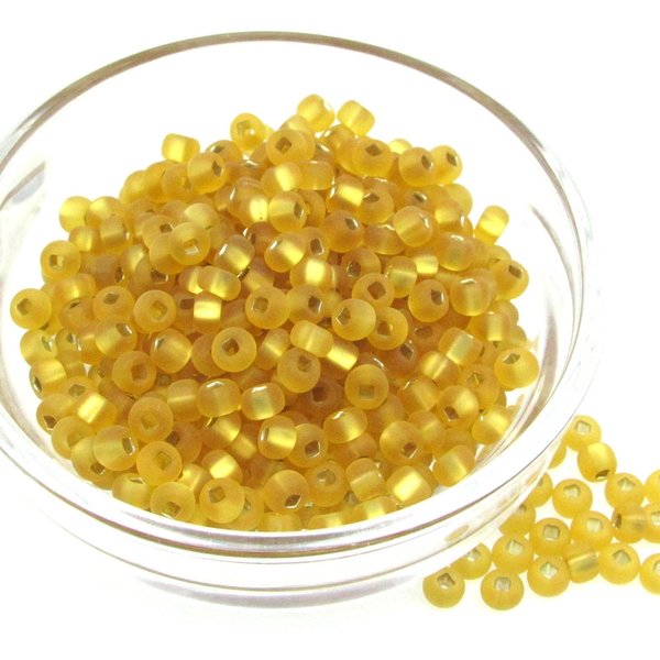 6/0 Seed Beads, Matte Topaz Square Hole Rocailles