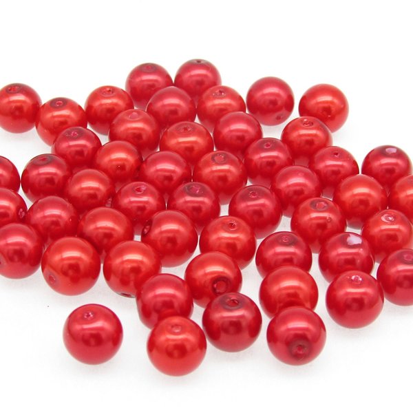 8mm Red Glass Pearls (50)