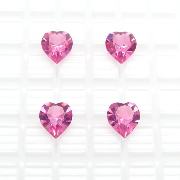 11mm Rhinestone Hearts, Rose Pink Faceted Point Back Unfoiled Crystal Gems
