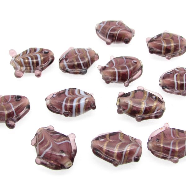 Purple 18mm Glass Fish Beads