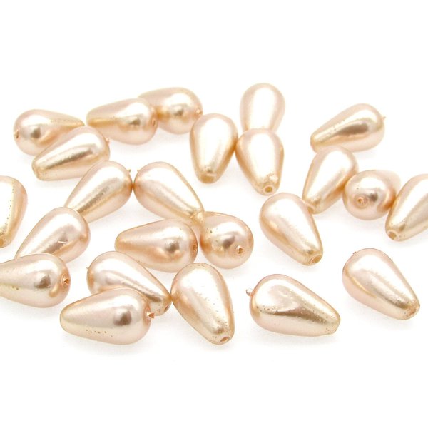 Pink 12mm Teardrop Czech Glass Pearl Beads