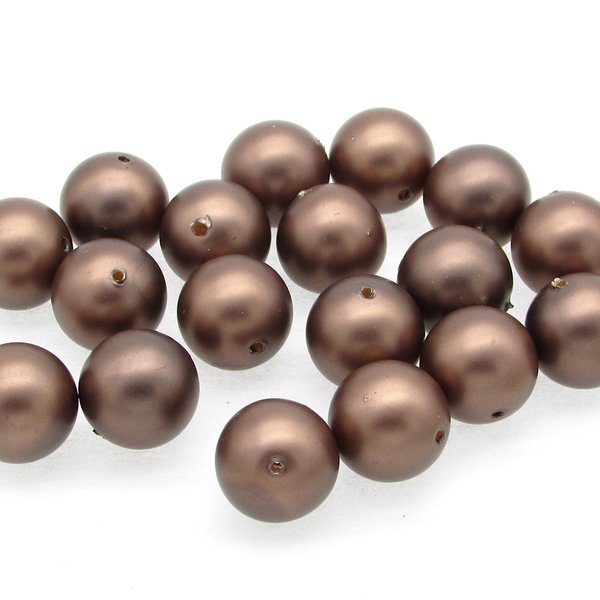 Brown Semi-Matte Plastic Pearl Beads