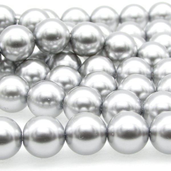 Preciosa Crystal Nacre Pearls, 6mm 8mm Round Light Gray Ball Beads (25)