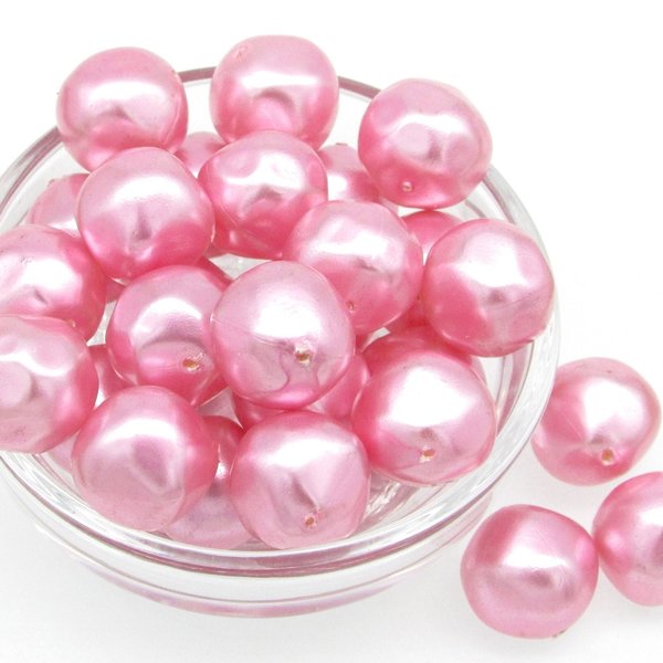 15mm Pink Baroque Round Plastic Pearls (27)