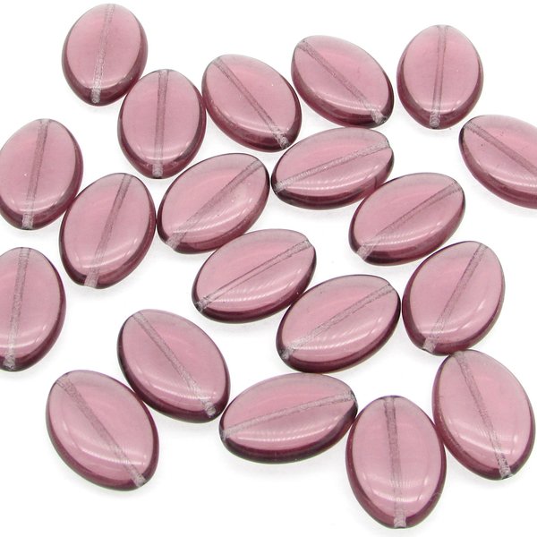 19.5mm Flat Ovals, Translucent Amethyst Czech Glass (20)