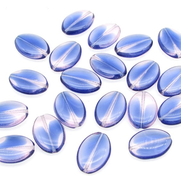 19.5mm Flat Oval Beads, 2-Tone Sapphire and Rosaline
