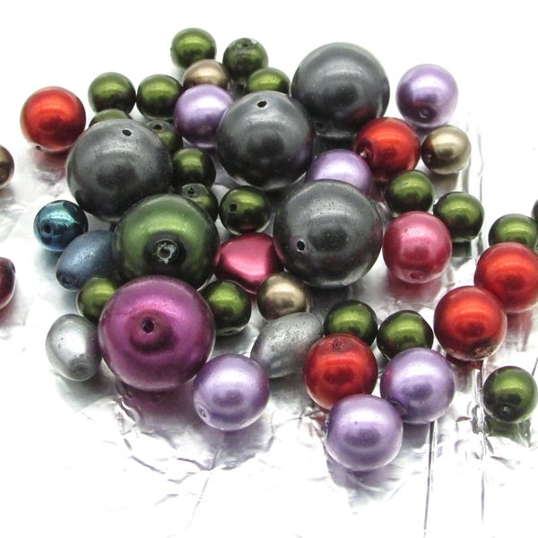 Dark Czech Glass Faux Pearl Mix