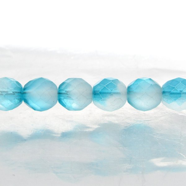 10mm Aqua Two-Tone Czech Fire Polished Beads (20)