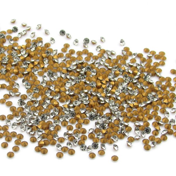 Tiny 3.5ss Black Diamond Foiled Rhinestones, 1.5mm Preciosa Chatons