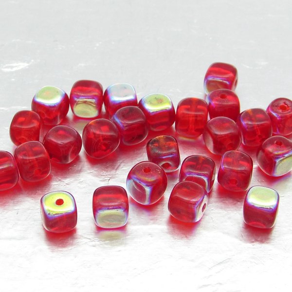 5mm Cubes, Siam Ruby AB