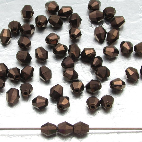 Vintage Faceted Bicones, 6mm Metallic Bronze