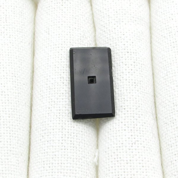 24.5x13mm Rectangular Glass Stone with Center Hole, Vintage Beveled Point Back (1)