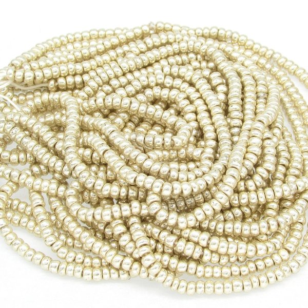 8/0 Seed Beads, Opaque Silver Metallic