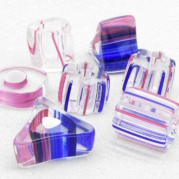 Jumbo Furnace Cane Beads, Mixed Lot Extra Large Chubs