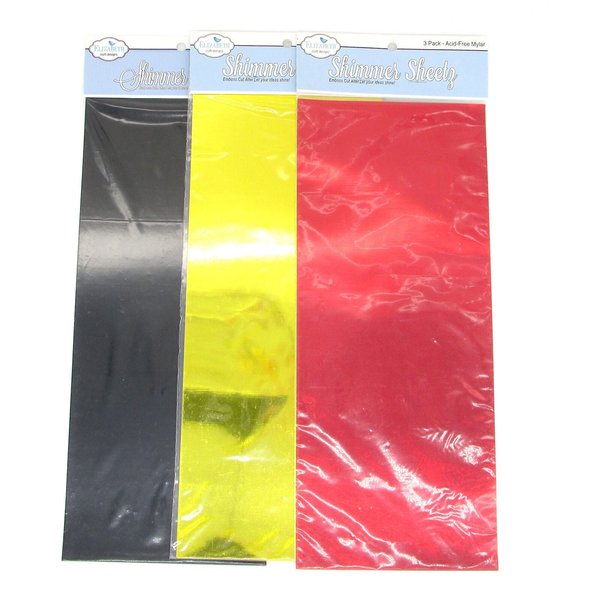 Embossable Mylar Sheets, 12" x 5" 3-Pack Shimmer Sheetz for Papercraft Embellishments