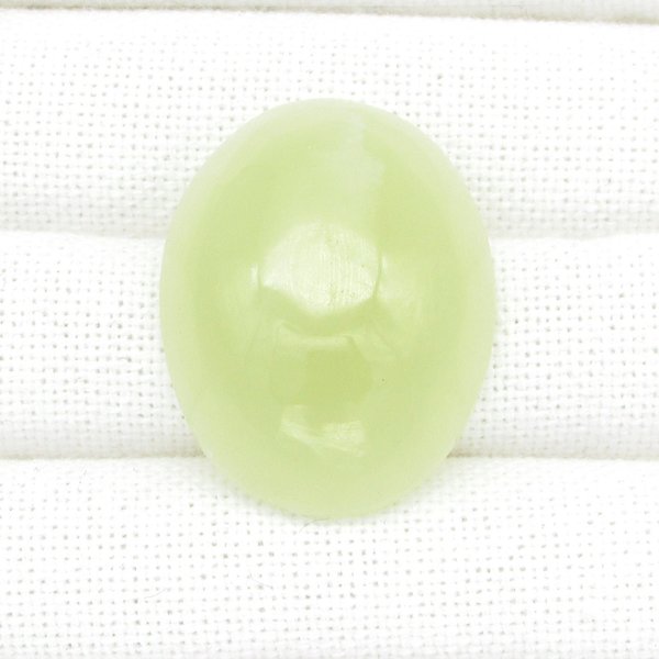 Prehnite Cabochon, Domed Oval Gemstone 35.3x26mm 83.65ct Pale Green Flat Back Stone