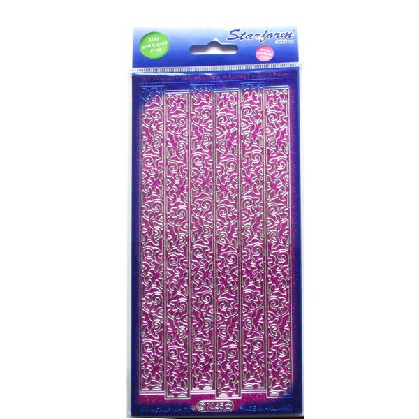 Stylized Vine Border Glitter Stickers, Starform 7045 9x4" Sheet