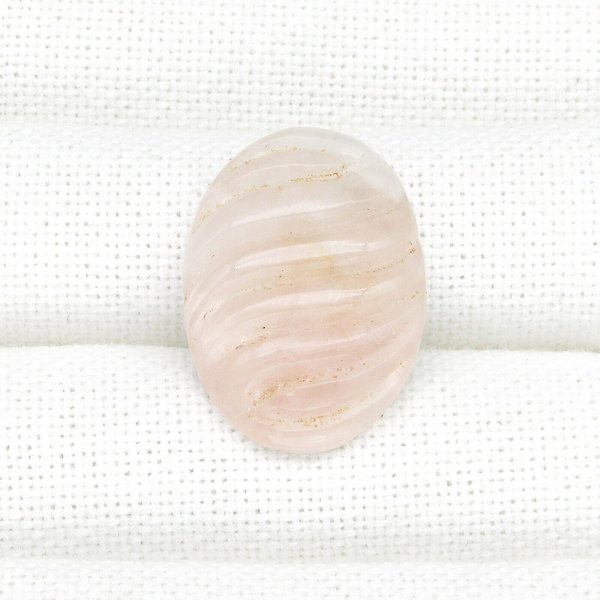 Rose Quartz Oval Cabochon, Vintage Art Deco Carved Gemstone