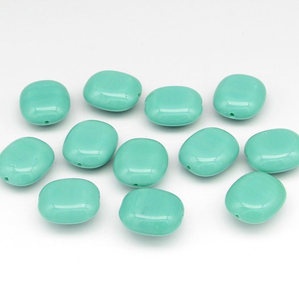 14x12mm Rectangular Cushion Tablets, Vintage Czech Glass Beads (12)