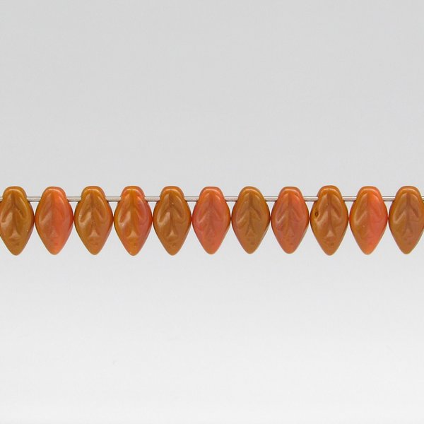 Tiny Leaf Beads, 10.5x6mm Czech Pressed Glass