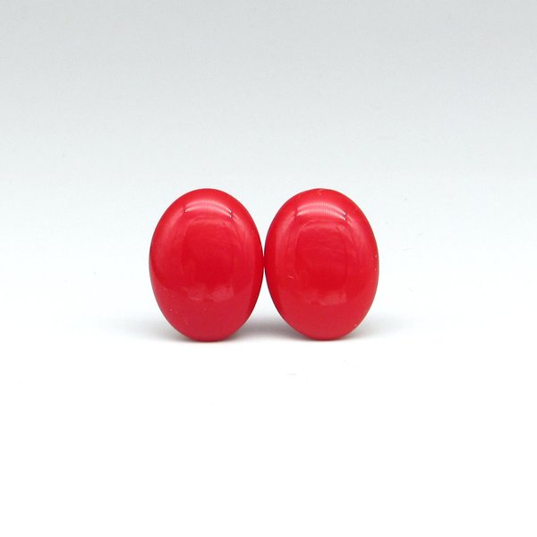 Oval Cabochons, 17.5mm Opaque Red Vintage Czech Glass