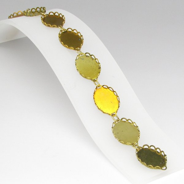 18x13mm Bezels, Scalloped Lace Edge, Brass Coated Steel