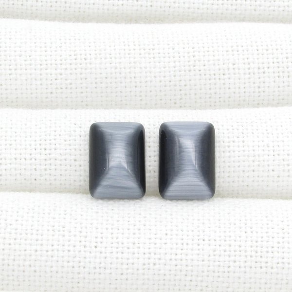 14x10mm Rectangular Cat's Eye Cabochons, Fiber Optic Glass Stones