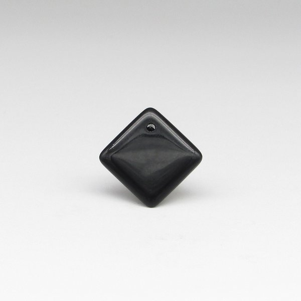 Vintage Glass Pendant Beads, Opaque Jet 14mm Square with Offset Hole