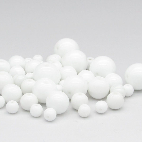 Opaque White Druks, Smooth Round Beads, 6-11mm Vintage Czech Glass Spacers