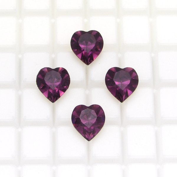11mm Heart Point Back Rhinestones, Foiled Amethyst Vintage K. S. & Co