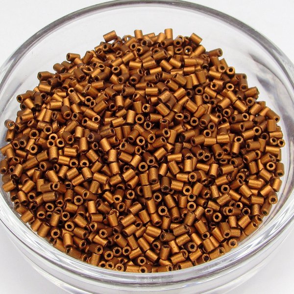 Size 1 Bugle Beads, Matte Copper