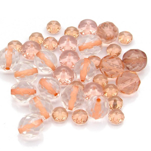 Peach Faceted Glass Bead Mix